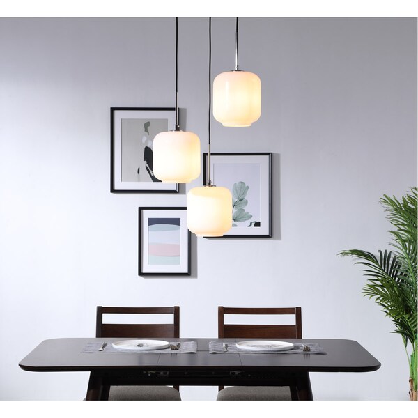 Collier 3 Light Chrome And Frosted White Glass Pendant